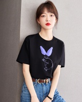 Short sleeve summer printing T-shirt rabbit black tops