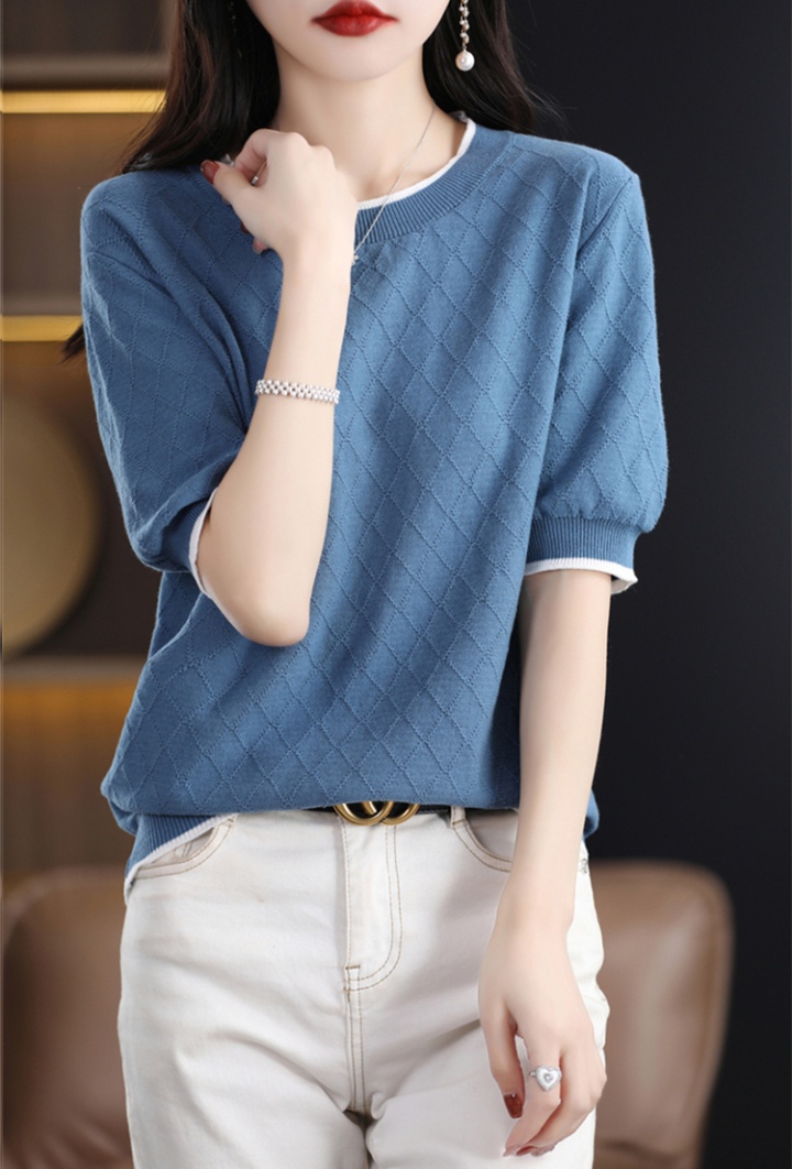Knitted summer tops short sleeve T-shirt for women
