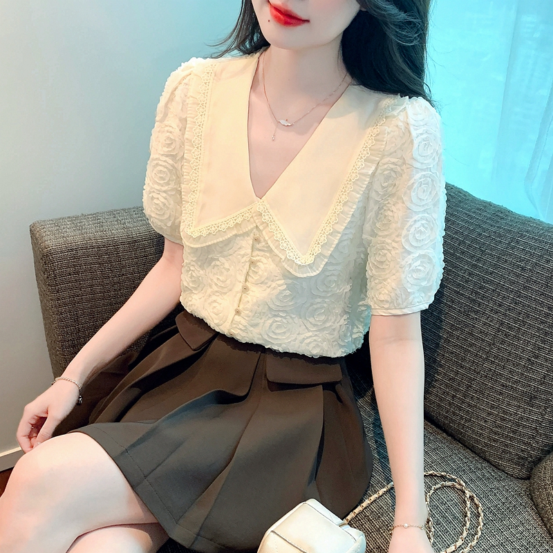Colors small shirt puff sleeve shirt for women