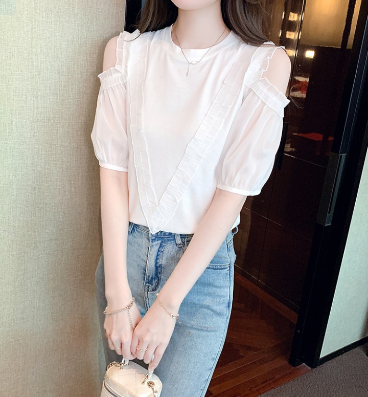Western style splice T-shirt strapless tops