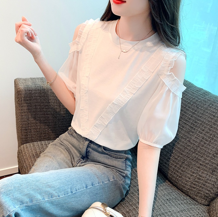 Western style splice T-shirt strapless tops