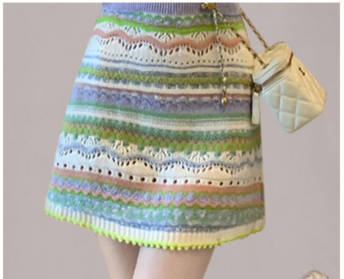 Fashion and elegant colors knitted skirt 2pcs set for women