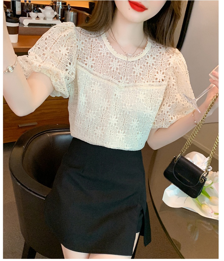 Korean style summer shirt hollow tops for women