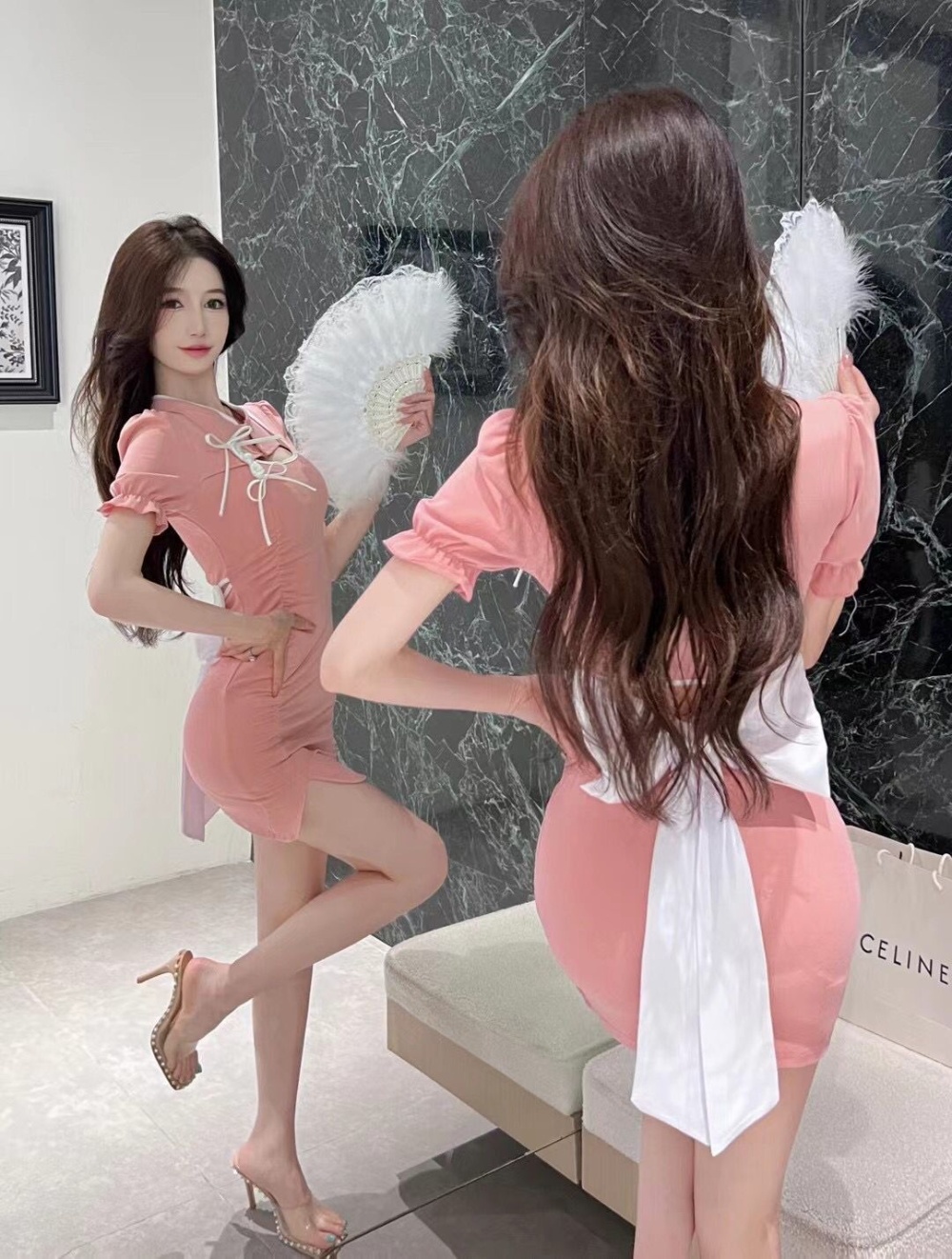 Sexy short sleeve dress package hip cheongsam