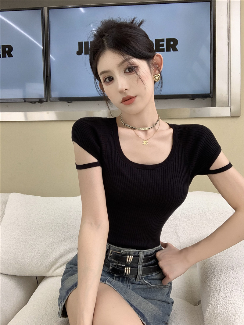 Summer Korean style slim tops spicegirl short sweater