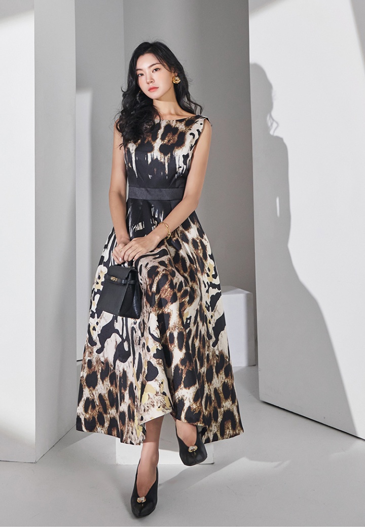 Elegant printing dress big skirt Korean style long dress