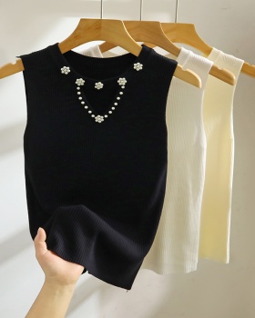 Spring and summer knitted vest beading hollow tops