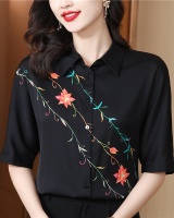 Summer fashion tops real silk printing shirt