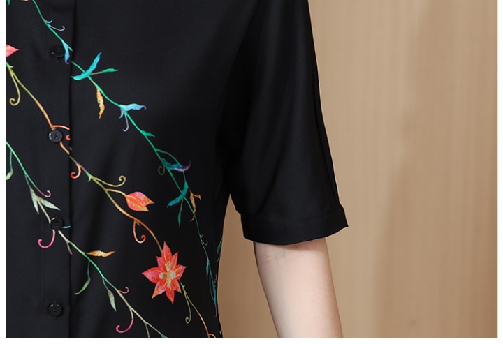 Summer fashion tops real silk printing shirt