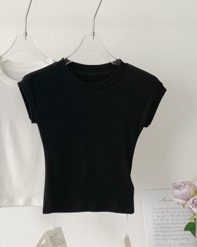 Short sleeve pure cotton round neck short T-shirt for women