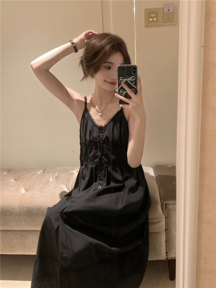 Korean style V-neck strap dress sweet lace dress