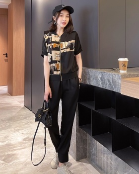 Casual simple T-shirt fashion casual pants 2pcs set for women