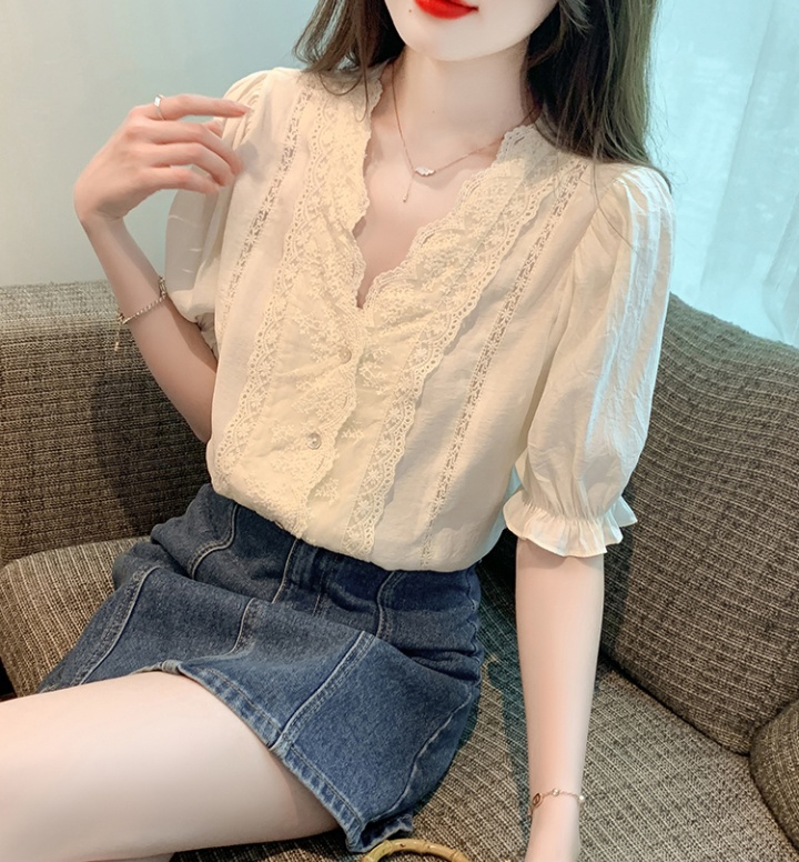 Short sleeve all-match tops summer shirt for women