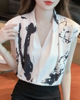 Blooming printing tops ink summer shirt for women