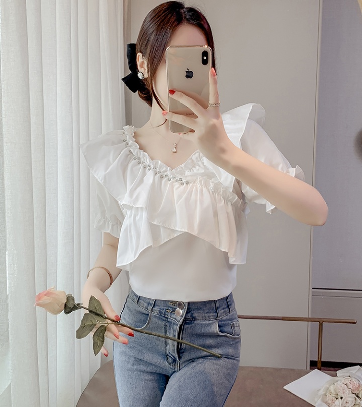 Beading clavicle France style small shirt