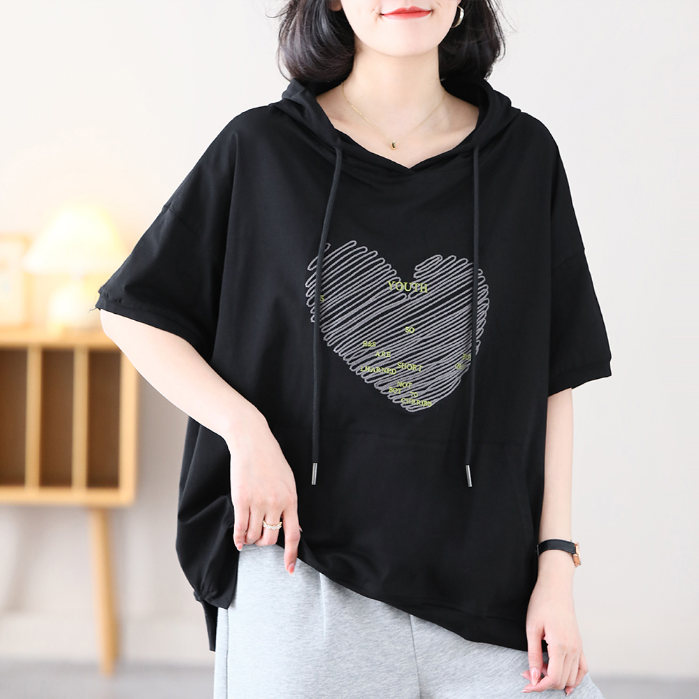Korean style art hat printing shirts for women