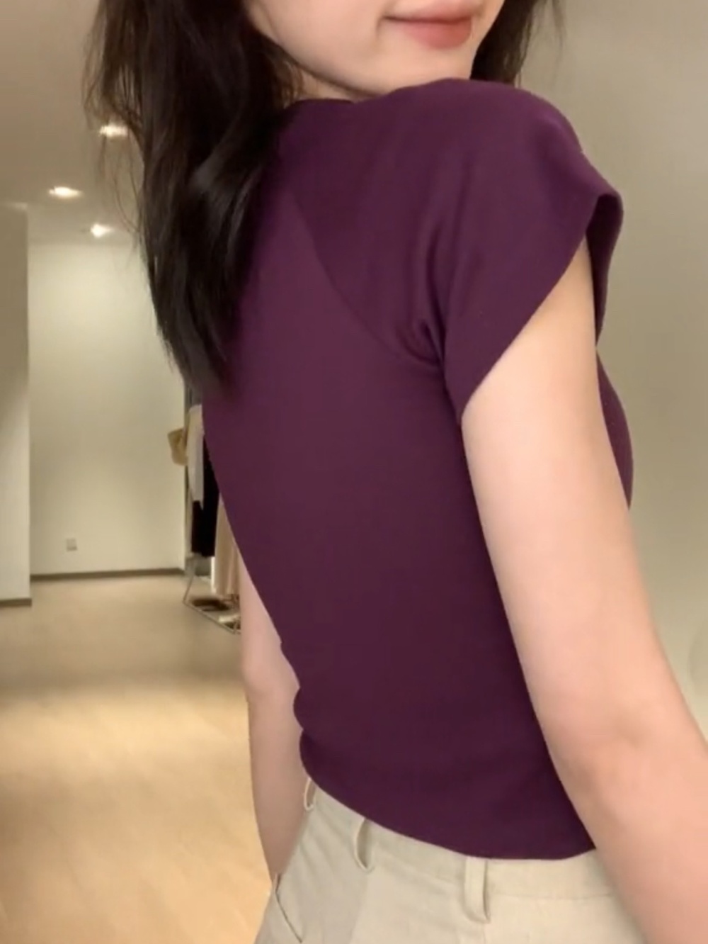 Slim spicegirl pullover tops simple pure T-shirt for women