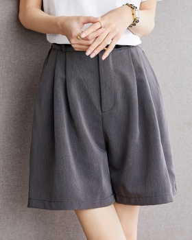 Big gray loose shorts France style business suit