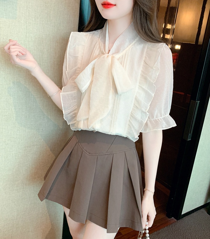 Wood ear tops Western style small shirt for women