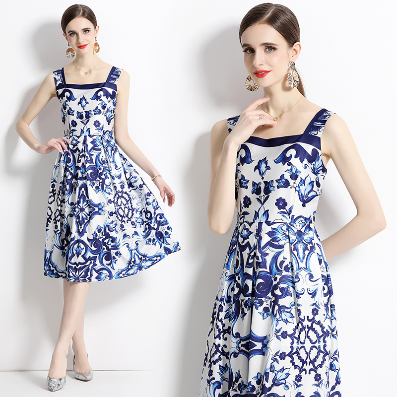 Sleeveless European style frenum dress fashion printing vest