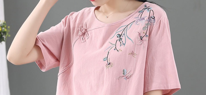 Embroidery summer tops short sleeve T-shirt for women