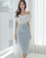 Fashion small Korean style tops summer slim skirt 2pcs set