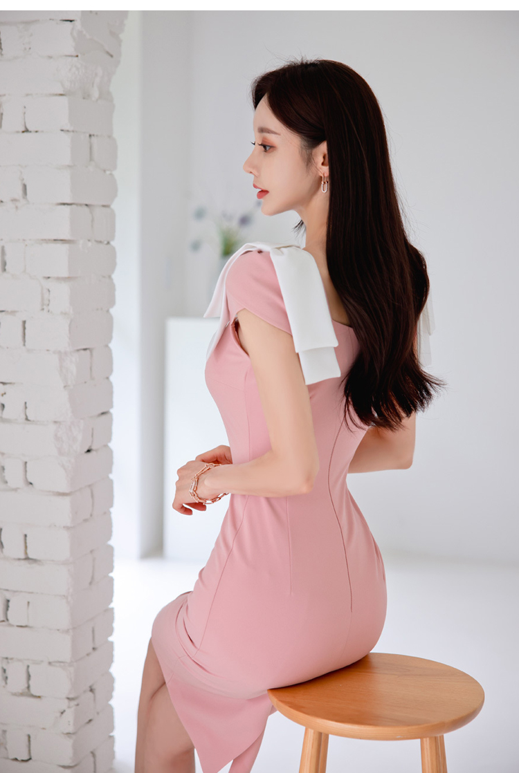 Slim Korean style fashion temperament frenum long dress