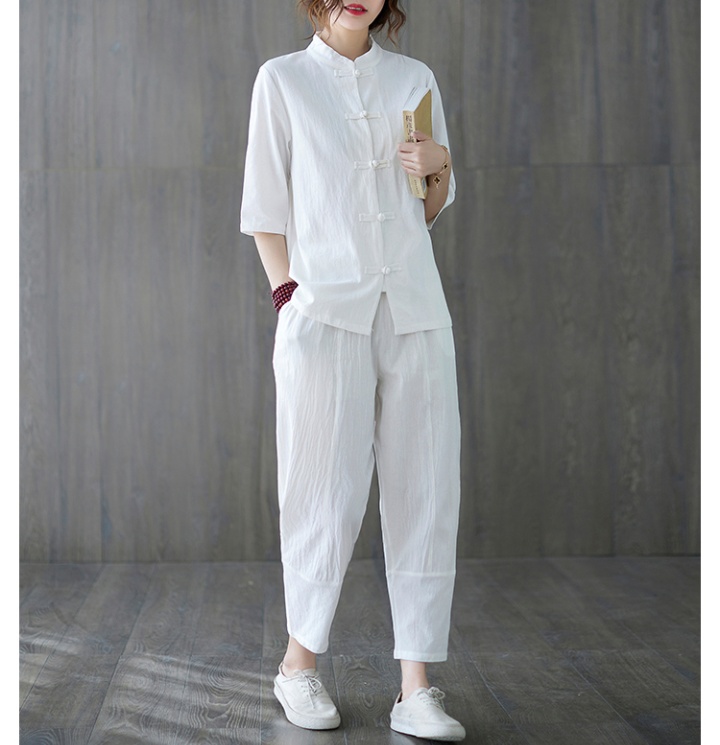 Chinese style summer casual pants 2pcs set for women
