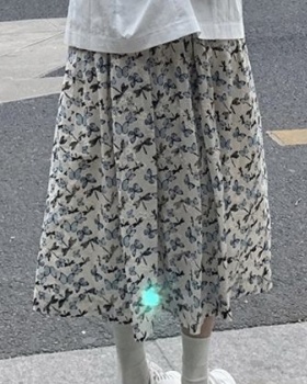All-match Korean style long dress floral fresh skirt