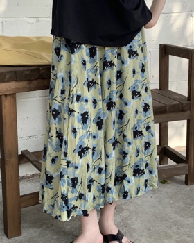 All-match floral summer long dress fresh high waist skirt