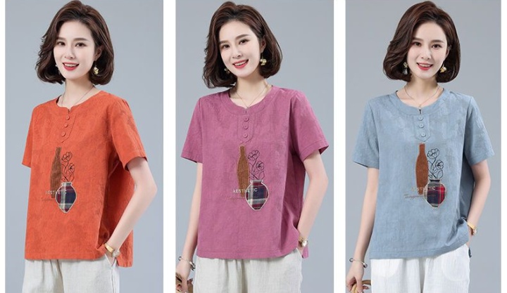 Embroidered retro fashion tops summer art T-shirt