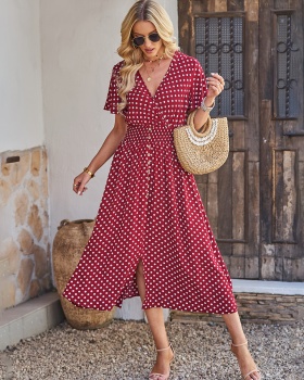 Summer American style dress polka dot temperament long dress