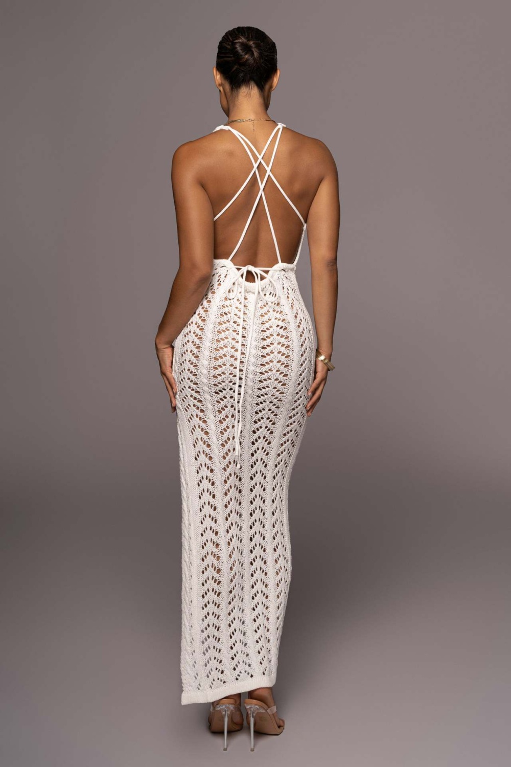 Sexy sling dress high split hollow long dress for women