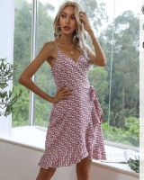European style sling printing summer irregular dress
