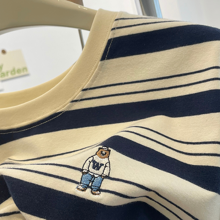 Summer cotton tops stripe T-shirt for women