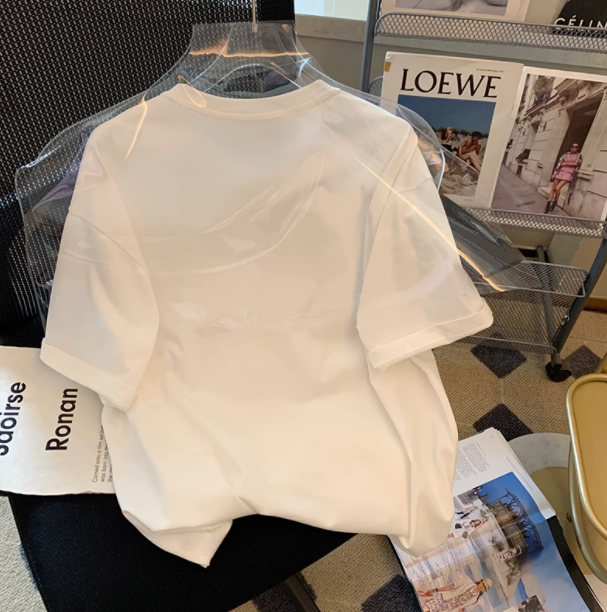 Rhinestone pure cotton short sleeve T-shirt for women
