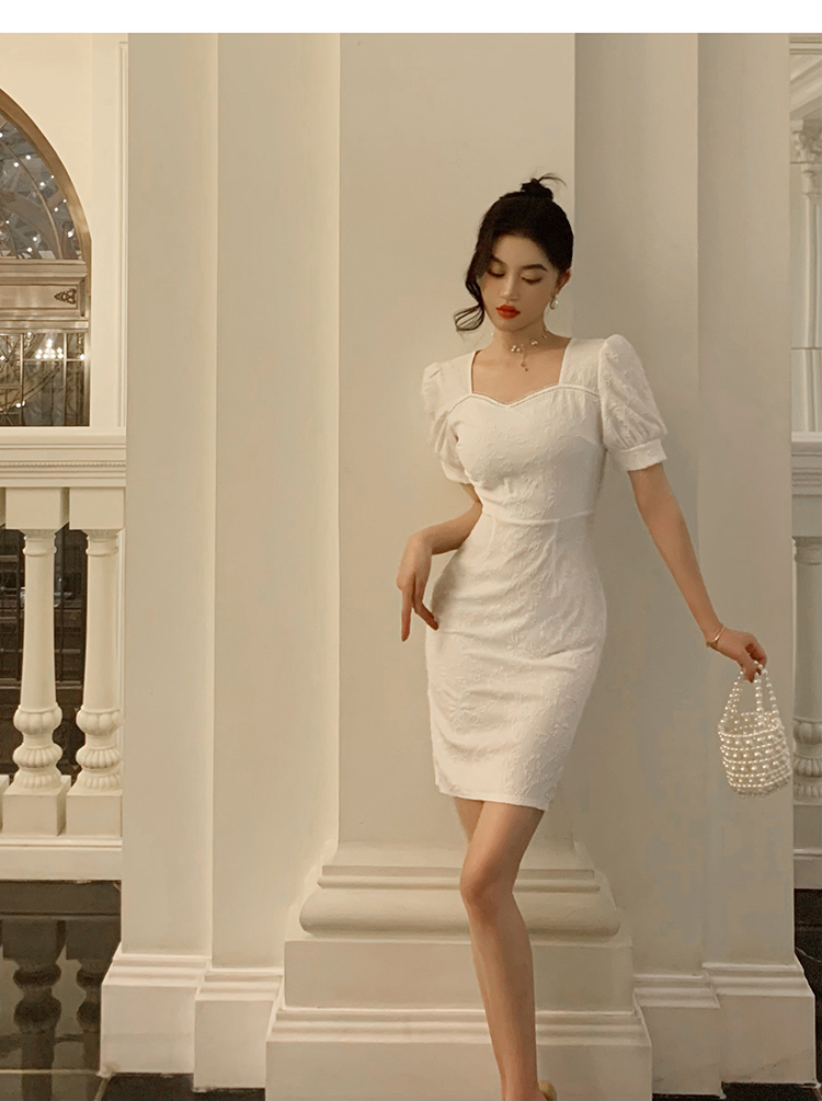Package hip slim embossing France style fashion dress