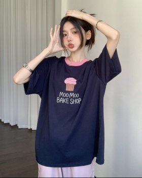 Korean style slim T-shirt mixed colors loose tops