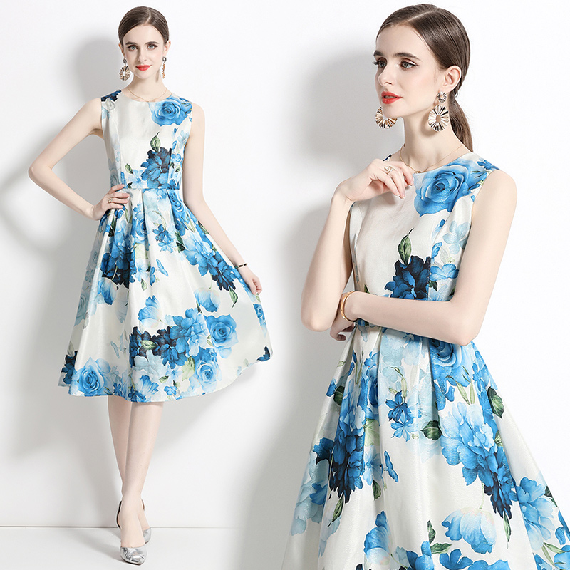 European style printing temperament summer dress for women