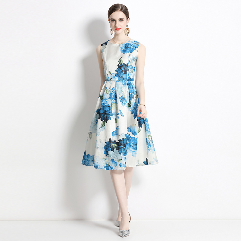 European style printing temperament summer dress for women