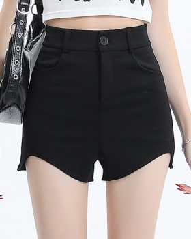 Black irregular shorts slim high waist business suit for women