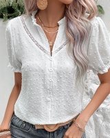 V-neck fashion white European style shirt for women