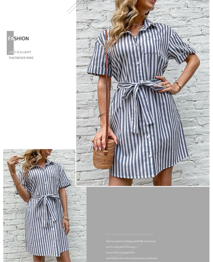Stripe short shirt European style dress for women