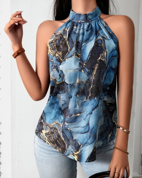 Temperament pullover shirt summer printing tops for women