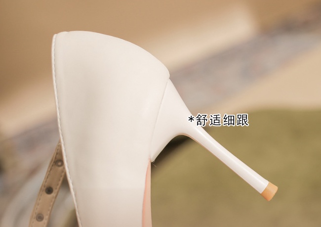 Sheepskin shoes fine-root high-heeled shoes for women