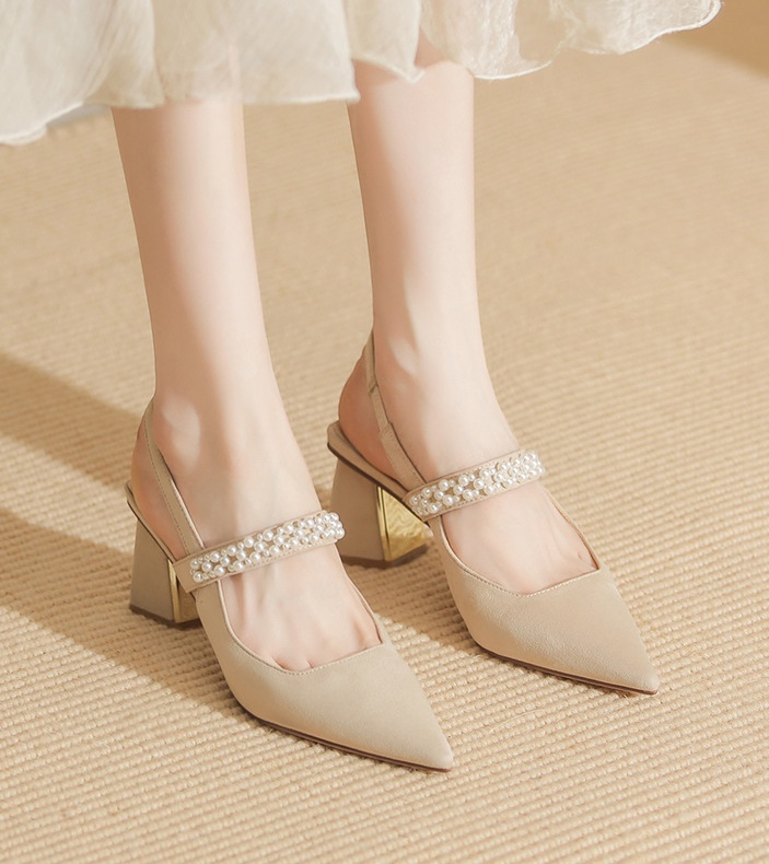 Thick sandals sheepskin high-heeled shoes for women