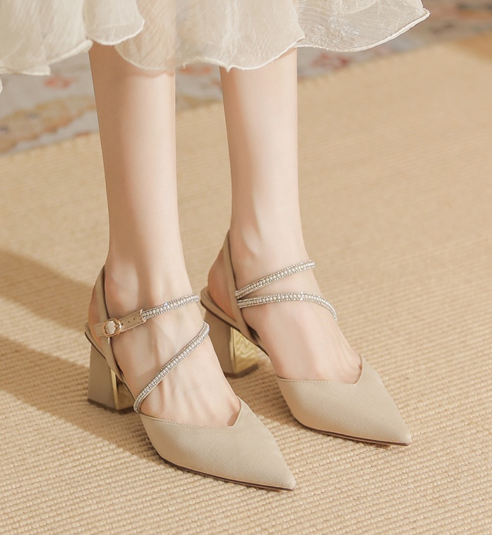 Pointed high-heeled sandals thick shoes for women