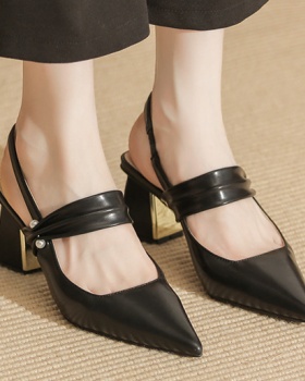 Sheepskin high-heeled shoes temperament sandals for women