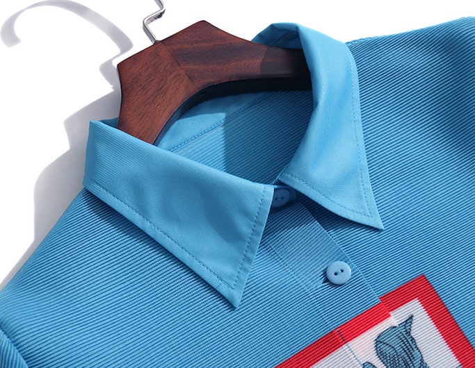 Summer shirt collar fold single-breasted short sleeve shirt