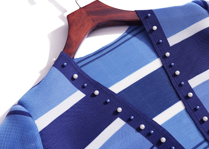 Conventional sleeve stripe fiber loose no buckle shirt